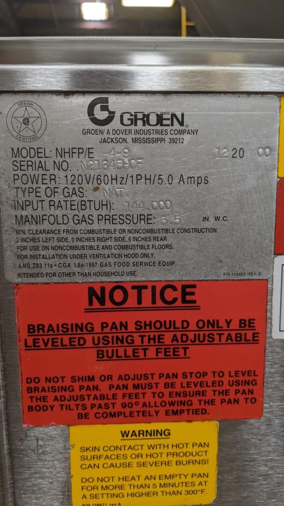 Groen NHFP-4 Braising Pan / Tilt Skillet, Gas - Roller Auctions